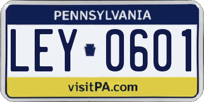 PA license plate LEY0601
