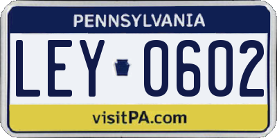 PA license plate LEY0602