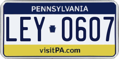 PA license plate LEY0607