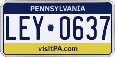 PA license plate LEY0637