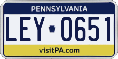 PA license plate LEY0651