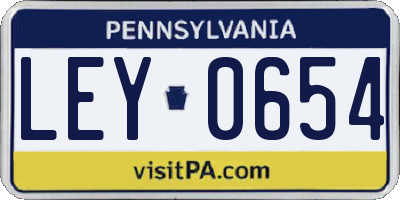 PA license plate LEY0654