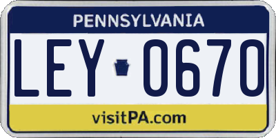 PA license plate LEY0670