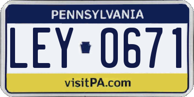 PA license plate LEY0671