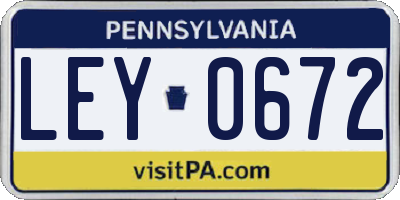 PA license plate LEY0672