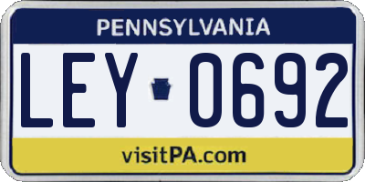 PA license plate LEY0692