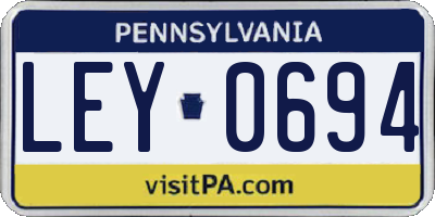 PA license plate LEY0694