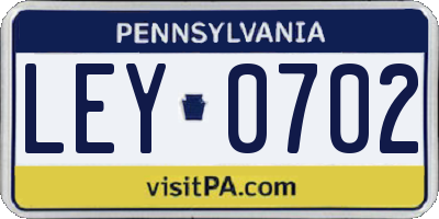 PA license plate LEY0702