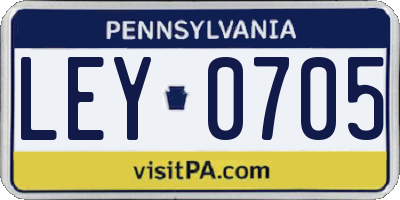 PA license plate LEY0705