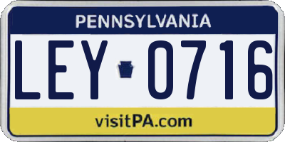 PA license plate LEY0716