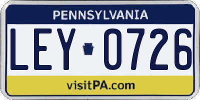 PA license plate LEY0726