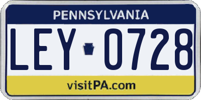 PA license plate LEY0728