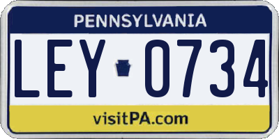 PA license plate LEY0734