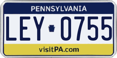PA license plate LEY0755