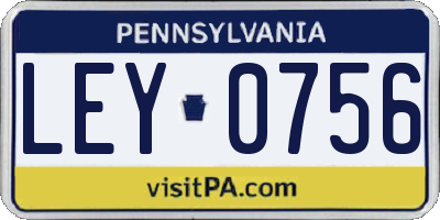 PA license plate LEY0756