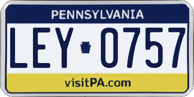 PA license plate LEY0757