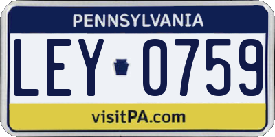 PA license plate LEY0759