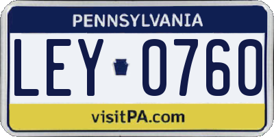 PA license plate LEY0760