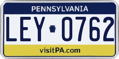 PA license plate LEY0762