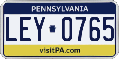 PA license plate LEY0765