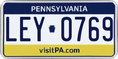 PA license plate LEY0769