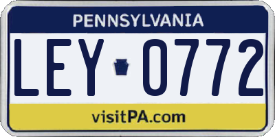 PA license plate LEY0772
