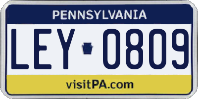 PA license plate LEY0809