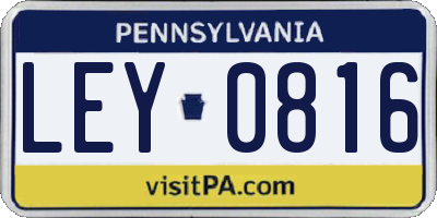 PA license plate LEY0816