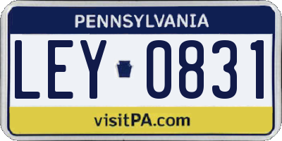 PA license plate LEY0831