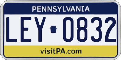 PA license plate LEY0832