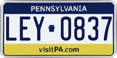 PA license plate LEY0837
