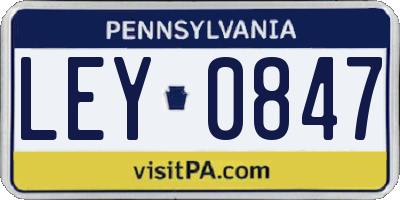 PA license plate LEY0847