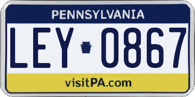 PA license plate LEY0867