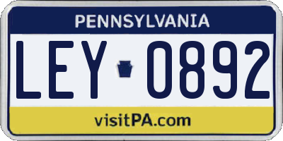 PA license plate LEY0892