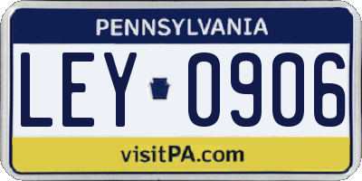 PA license plate LEY0906