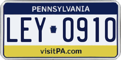 PA license plate LEY0910