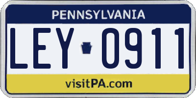 PA license plate LEY0911