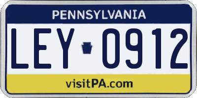 PA license plate LEY0912