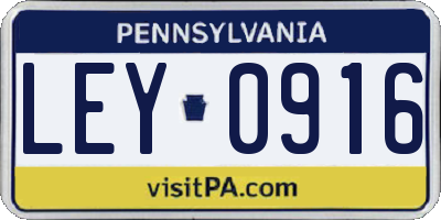 PA license plate LEY0916