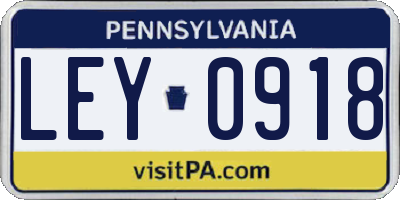 PA license plate LEY0918