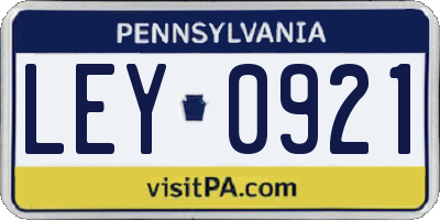PA license plate LEY0921