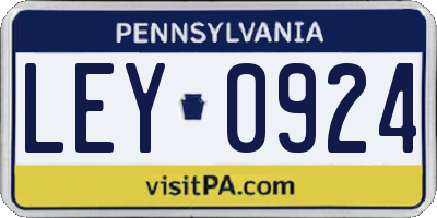 PA license plate LEY0924