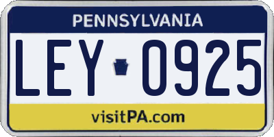 PA license plate LEY0925