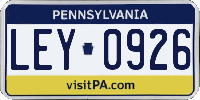 PA license plate LEY0926