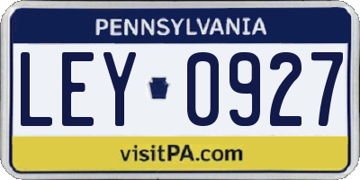 PA license plate LEY0927