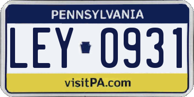 PA license plate LEY0931