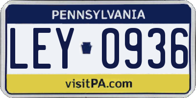 PA license plate LEY0936