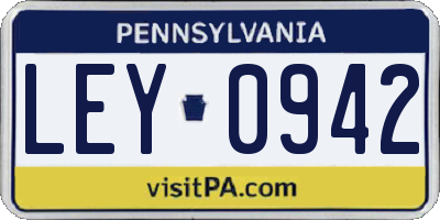 PA license plate LEY0942