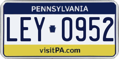 PA license plate LEY0952