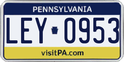 PA license plate LEY0953